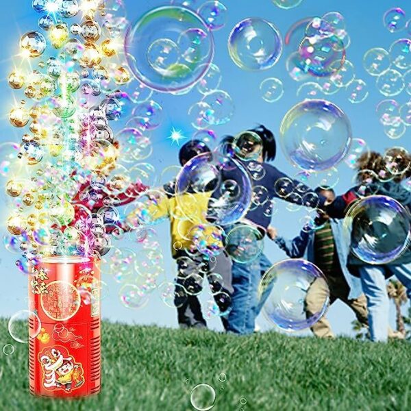 Fireworks Bubble Machine With 80ml Bubble Solution, Portable Automatic Bubble Machine With Lights And Closeable Music, Bubble Maker Toys For Kids Outside Activities Parties Wedding Christmas - Image 5