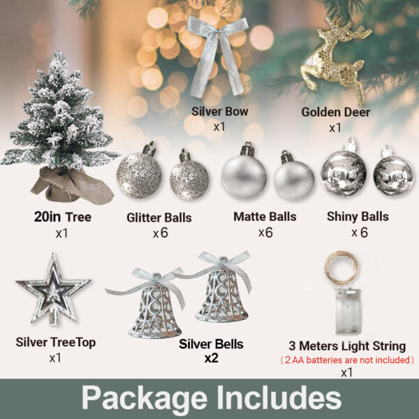 2ft Mini Christmas Tree With Light Woodland Artificial Small Tabletop Christmas Decoration With Flocked Snow, Exquisite Decor & Xmas Ornaments For Table Top For Home & Office - Image 7