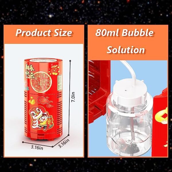 Fireworks Bubble Machine With 80ml Bubble Solution, Portable Automatic Bubble Machine With Lights And Closeable Music, Bubble Maker Toys For Kids Outside Activities Parties Wedding Christmas - Image 3