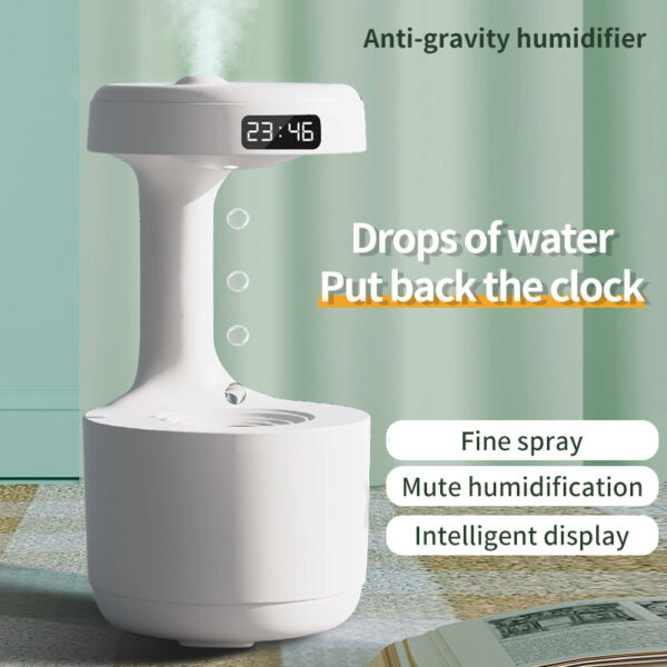 Bedroom Anti-Gravity Humidifier With Clock Water Drop Backflow Aroma Diffuser Large Capacity Office Bedroom Mute Heavy Fog Household Sprayer - Image 3